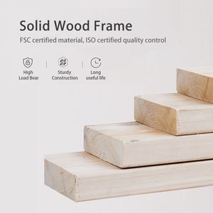 Schwebendes Bettgestell aus Sheesham-Holz mit Lattenrost, schwarzes Plattformbett mit gepolstertem Lederkopfteil und Stauraum - Product Image 5