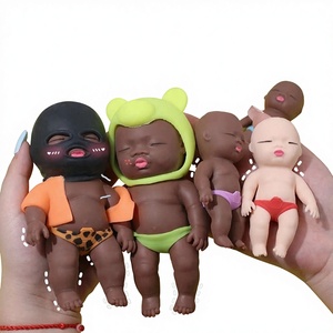 Muñeco <span class=keywords><strong>de</strong></span> goma antiestrés negro pequeño, figura <span class=keywords><strong>de</strong></span> goma para apretar, artículo divertido, regalo <span class=keywords><strong>de</strong></span> broma, rebote lento, bolsa <span class=keywords><strong>de</strong></span> malla juvenil - Product Image 1