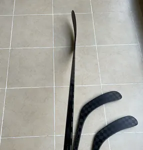Customized 100% carbon 18k woven ice hockey stick with long taper and kick stick shaft for INT/Junior