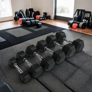 Factory Wholesale Rubber Hex Dumbbells Cheap Dumbells Fitness Equipment Free Weight For Weightlifting Strength Training 2.5-60kg