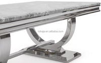 Offre Spéciale : Ensemble de Table à Manger en Acier Inoxydable Argenté avec 6, 8 ou 10 Chaises, Table de Luxe avec Plateau en Marbre pour Salle à Manger, Cuisine ou Restaurant