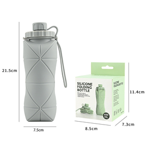 ขวดน้ำพับได้แบบพกพาขนาด 20 ออนซ์ ทำจากซิลิโคน ปลอดสาร BPA แก้วน้ำซิลิโคนแบบกำหนดเองได้ สำหรับเล่นกีฬาและเดินป่า - Product Image 2