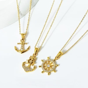 Collier en acier inoxydable tendance hip-hop avec pendentif <span class=keywords><strong>ancre</strong></span> <span class=keywords><strong>de</strong></span> <span class=keywords><strong>bateau</strong></span> pour femme - Product Image 5