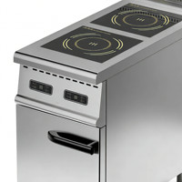Cuisinière électrique commerciale à 2 brûleurs avec armoire, cuisinière électrique en acier inoxydable pour la cuisson, brûleur à induction pour hôtel