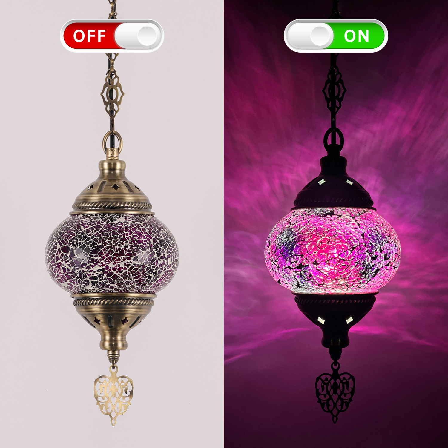colorful Purple-red ice-crack chandelier