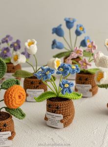 Planta en Maceta Tejida a Mano de Tulipán, Margarita, Lirio y Girasol, para Ocasiones Positivas, Día de San Valentín, con Tarjeta - Product Image 3