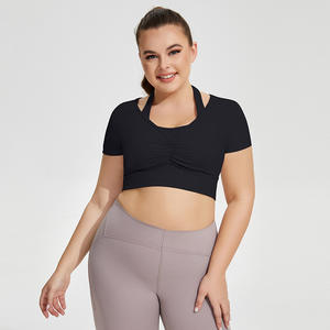 Soutien-gorge de sport respirant à séchage rapide, taille européenne plus grande, 4XL, soutien moyen, manches courtes, simple, en élasthanne/nylon - Product Image 3