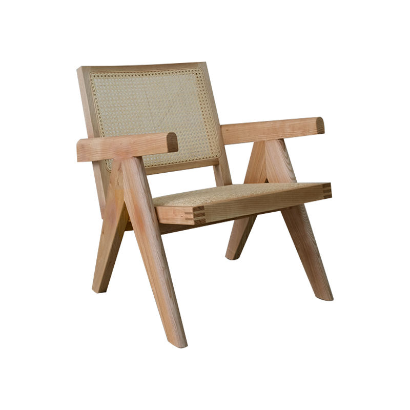 Chaise de loisirs - Cadre en rotin naturel et bois de frêne - Couleur vieillie