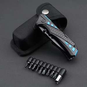 OEM Customizable 10-in-1 <strong>Black</strong> Stainless Steel Pocket <strong>Multitool</strong> with Industrial Grade Saw Blade and Ruler Includes Pliers - Product Image 5