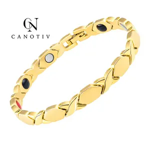 High quality heart Gold Design Health Energy Bracelet Germanium Ion Magnet Titanium Bracelet