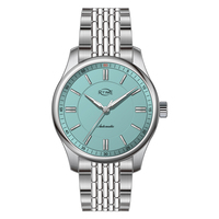 Montre mécanique automatique intemporelle avec cristal saphir, bracelet solide à cinq maillons, montre minimaliste pour homme