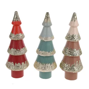 Home Decor Christmas Holiday Wooden Tree Figurines Tabletop Christmas Luxury Tree