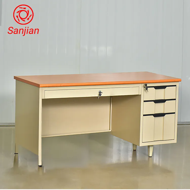 Modern KD structure office furniture Metal steel home computer table office desk with 3 drawer