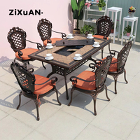 Mobilier d'extérieur Chaises et tables de jardin Chaises et tables de jardin en terrasse Four à charbon Table et chaise d'extérieur en aluminium