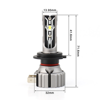 Phare LED pour moto et voiture LANSEKO tout-en-un E2 H7 9005 9006 9012 sans ventilateur, ampoule à montage direct avec 17W 4000LM pour feux de brouillard LED
