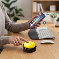 Botón de Zumbador Bluetooth Personalizable para Computadora, Controlador de Teclado Inalámbrico HID, Teclas Programables para Jeopardy, Quiz, Juegos
