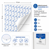 Carte NFC Google Review tactile personnalisée 12x12cm en acrylique français, 100 000+ cycles, support sans contact pour réseaux sociaux pour entreprises