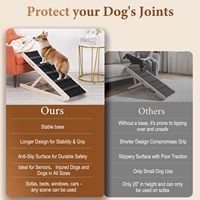 Rampe pliable en bois pour chien - Forme triangulaire, hauteur réglable en 6 positions (12-24 pouces), tapis antidérapant, portable pour lit/canapé/voiture