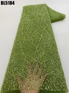 도매 가격 레이스 원단 웨딩 원피스 무거운 수제 자수 페르시 신부 레이스 원단 네이브 블루 페르시 프랑스 스팽글 - Product Image 2