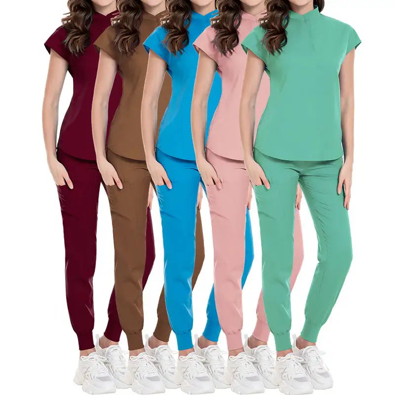 Wasbare Joggers Scrubs Pak Zachte Stof Verpleegster Scrub Sets Lichtgewicht Medische Scrubs Uniformen