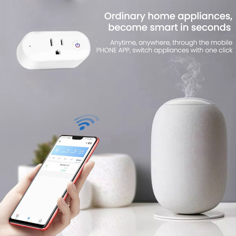 HONPNK 16A US Standard Electric Energy Monitoring Remote Control Smart Home Power Socket Adapter Wi-fi Smart Plugs Sockets