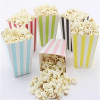 Fête d'anniversaire pour enfants collations mignonnes bonbons emballage écologique personnalisé personnalisé papier impression strie rose boîte de pop-corn