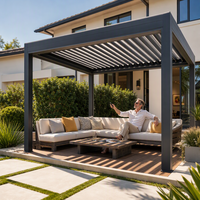 Kit de pergola motorisée, toit à lamelles en aluminium imperméable, pare-soleil bioclimatique durable pour l'extérieur