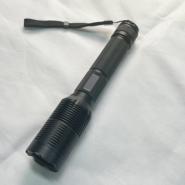 USB Rechargeable Tactical Flashlight with Long Distance Laser Light Aluminum Body Waterproof and IP65 Rated for Outdoor Use