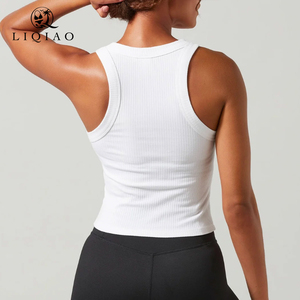 Tops de Yoga Cortos Acanalados de Alta Calidad al por Mayor para Mujer, Cuello Alto, Sin Mangas, Ajuste Delgado, Básicos - Product Image 2