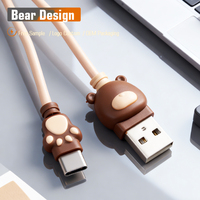Maßgefertigtes Bären-Design 3A Schnelles USB-C-Kabel Typ C Reines Kupfer Lade- und Datenkabel PVC-Formung Handykabel Hersteller OEM ODM