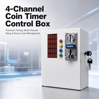 SUNWAYT Münzbetriebener Metall-Mehrmünzprüfer 110V/220V Timer-Steuerbox SW-TG8 4-Kanal-Timer-Board Weiß Englisch