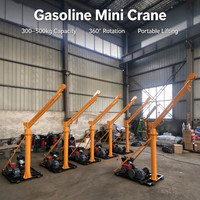 Mini-grue de levage portable 500 kg, grue à flèche motorisée à essence pour le levage de matériaux de construction sur toiture