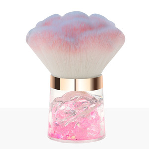 Brosse à poussière pour ongles en nylon avec manche en acrylique souple, rose et blanche, pour enlever la poudre de paillettes, pour la manucure et le nettoyage du maquillage - Product Image 6