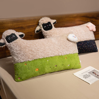 Coussin lombaire carré au design mignon de mouton, en tissu peluche doux, garnissage haute résilience, couleur et design personnalisables pour lit, repos et maison
