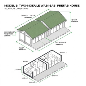 Maison préfabriquée <span class=keywords><strong>Zen</strong></span> Wabi-Sabi 35 m² avec toit végétal, en cèdre Yakisugi et verre, maison mobile modulaire, <span class=keywords><strong>villa</strong></span> de villégiature OEM - Product Image 5