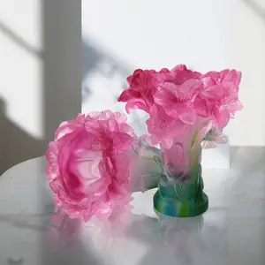Новинка, ваза-Лилия FengMing, курильница, разноцветная хрустальная ваза Liuli, подарок ручной работы