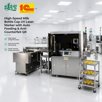 Machine de marquage laser UV automatique haute vitesse pour bouchons de bouteilles de lait avec système d'alimentation et traçabilité par code QR pour la lutte contre la contrefaçon