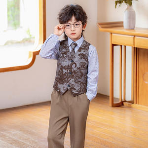 Children's Vest 3/4pcs <strong>Suit</strong> Formla Elegant Kids <strong>Boys</strong> Wedding <strong>Suit</strong> Kids <strong>Waistcoat</strong> Pants Bowtie <strong>Boys</strong> <strong>Suits</strong> Outfits Set - Product Image 1
