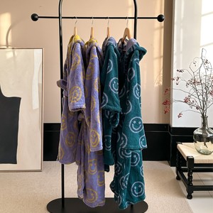 Peignoir rétro SMOOTH <span class=keywords><strong>Smiley</strong></span> parent-enfant, en coton peigné à fibres longues, avec capuche, 100% coton, pour hôtel et maison, vente en gros - Product Image 5