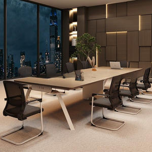 Mesa de Conferencia Rectangular con Caja de Cables Desmontable, Mueble de Oficina Estable para Sala de Reuniones - Product Image 4