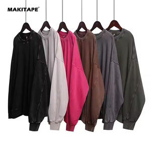 เสื้อสเวตเชิ้ตคอกลม CL350S 350G ผ้าฝ้ายเฟรนช์เทอร์รี่ สีดำล้าง ปักลาย 3 มิติ ไซส์ 5XL ทรงโอเวอร์ไซส์ พิมพ์ลายเรียบๆ สไตล์วินเทจ ระบายอากาศได้ดี - Product Image 3