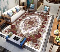 Tapis OEM écologique, rembourré, à poils ras, résistant aux taches, style persan, fabriqué à la machine, réversible, antidérapant, en polyester imprimé