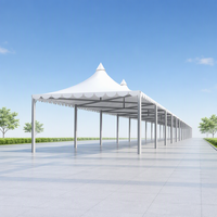 Abri de voiture à membrane, double rangée de colonnes, auvent de couloir, abri de stationnement, abri de passage, imperméable, résistant aux UV, personnalisé
