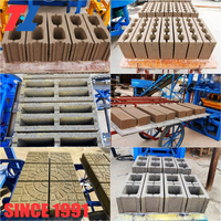 Machine semi-automatique de fabrication de blocs de ciment et de béton emboîtables creux, prix 4-40, machine à blocs avec moteur vibrant