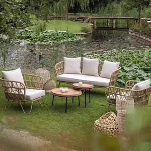 Conjunto de sofá de ratán para exteriores en forma de L con estructura de aluminio, muebles de jardín impermeables, estilo nórdico, conjunto de silla y mesa para patio. - Product Image 5