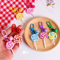 Bonbons alimentaires porte-clés belle arc-en-ciel sucette porte-clés polymère argile ornements sac pendentif résine porte-clés acrylique sucette porte-clés