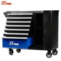 Chariot à outils RTTOOL avec armoire latérale, 7 tiroirs, système de verrouillage à clé, style classique, garantie de 3 ans, rangement