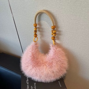 Borsa Hobo in Ecopelliccia per Donna <span class=keywords><strong>con</strong></span> Tracolla di Perline in Legno, Trendy e Casual per Uso Quotidiano - Product Image 6