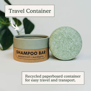 Eco-friendly naturale salone di Shampoo da viaggio contenitore menta piperita + eucalipto solido capelli vegani fatti a mano Shampoo Bar sapone - Product Image 5