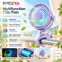 Ventilateur portable pour poussette - Batterie USB 8 000 mAh, éclairage LED, puissance de refroidissement longue durée